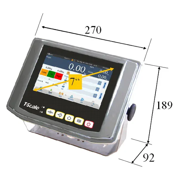 TSCALE NS7, IP-65, nerez, LCD dotykový displej 7" (Inteligentní indikátor s databází produktů určený na specální požadavky vážení, pro obchodní vážení)