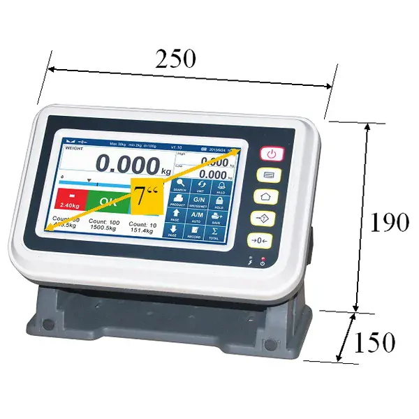 TSCALE T7, IP-54, plast, LCD dotykový displej 7" (Inteligentní indikátor s databází produktů určený na specální požadavky vážení, pro obchodní vážení)