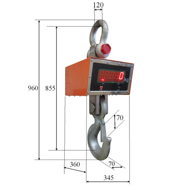 LESAK JEV, 20t/10kg (Závěsná/jeřábová váha s dálkovým ovládáním a svítícím LED displejem)