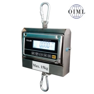 LESAK J1-RWS-IP, 15kg/5g, nerez (Závěsná/jeřábová voděodolná váha pro obchodní vážení s LCD displejem v nerezu)